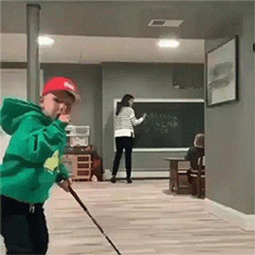 Trump Golf Little Hit Ball Towards Teacher GIF