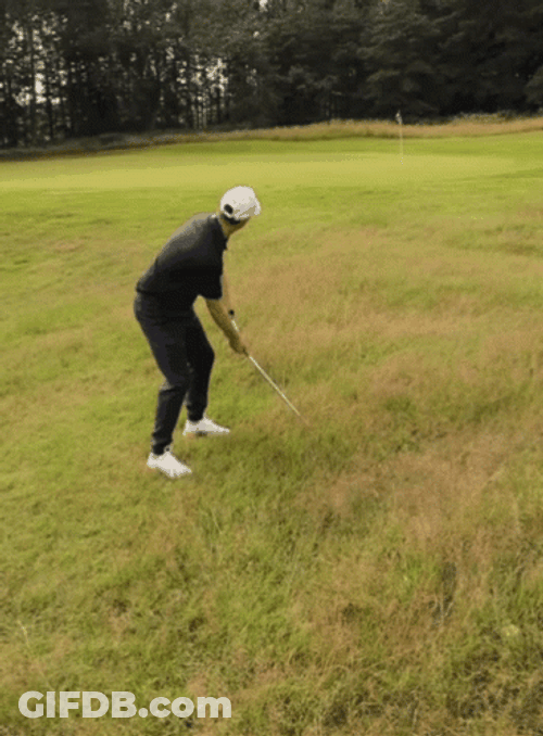 Trump Golf Player Laughing After Swing GIF