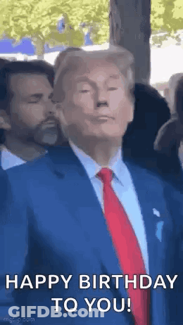 Trump Making Face In Blue Suit And Red Tie GIF