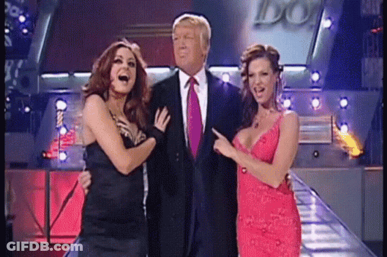 Trump Wwe With Two Beautiful Ladies GIF
