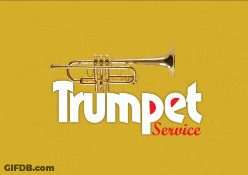 Trumpet On Yellow Background Saying Trumpet Service GIF