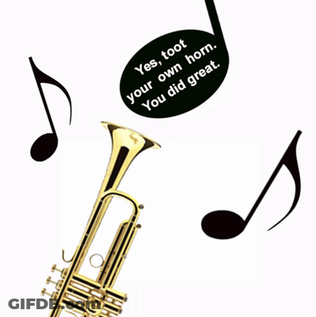 Trumpet With Yes Toot Your Own Horn Sticker GIF