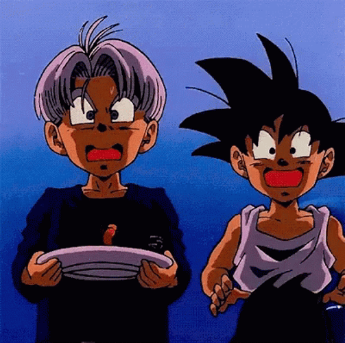 Trunks Goku Dragon Ball Nervous Shocked GIF