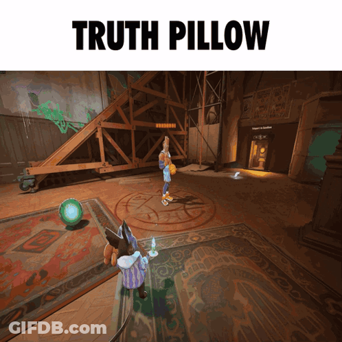 Truth Pillow Video Game In Dark Room GIF