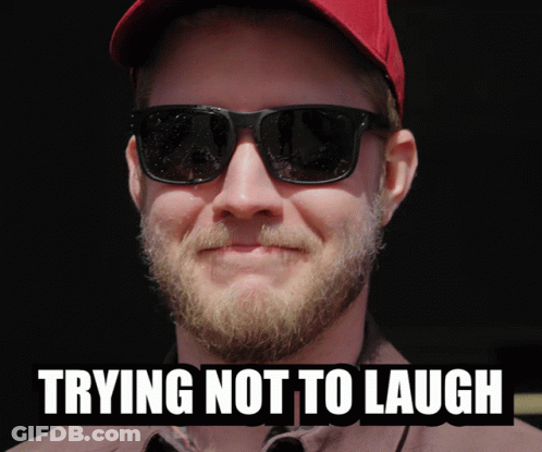 Trying Not To Laugh Man In Red Hat And Sunglasses GIF