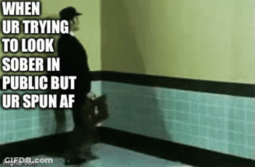 Trying To Look Sober But Spinning GIF