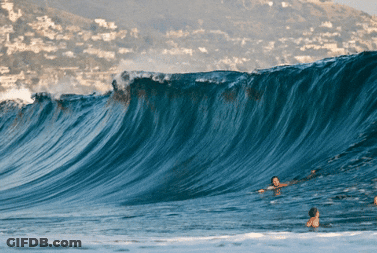 Trying To Surf Blue Wave GIF
