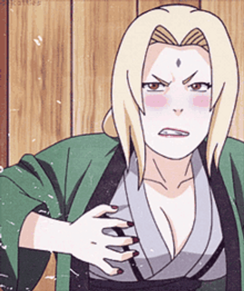 Tsunade Feeling Itchy While Blushing GIF