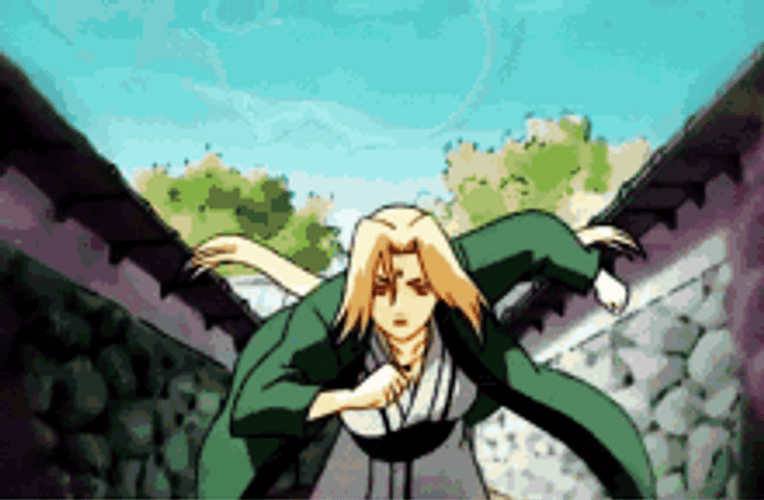 Tsunade Giving A Hard High Kick GIF