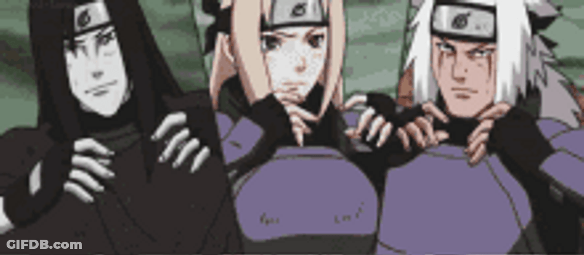 Tsunade With Jiraya & Orochimaru GIF
