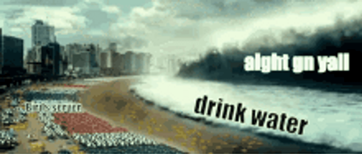 Tsunami Devouring City Funny Meme GIF