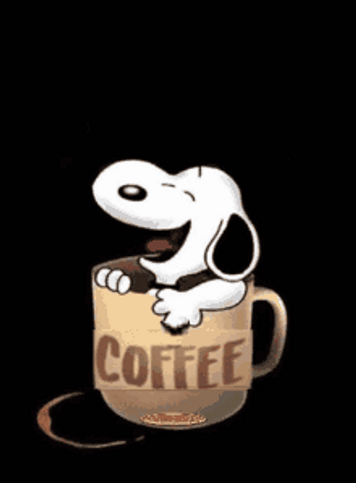 Tuesday Morning Begins After Coffee Happy Snoopy Dog GIF