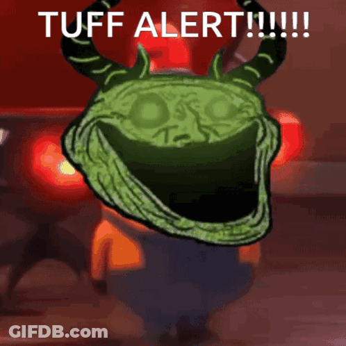 Tuff Alert Cartoon Character With Horns GIF