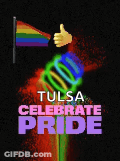 Tulsa Celebrate Pride Rainbow Flag Poster GIF