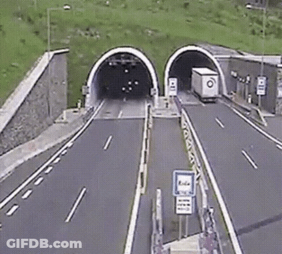 Tunnel Car Crush GIF