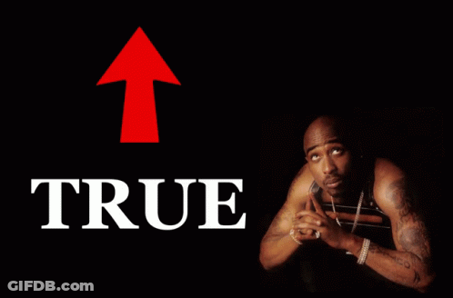 Tupac Shakur Red Arrow Pointing Up Saying True GIF