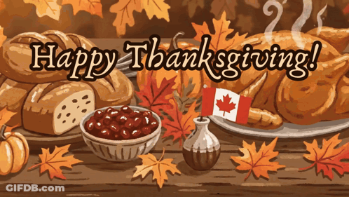 Turkey And Cranberry Sauce Saying Happy Thanksgiving GIF