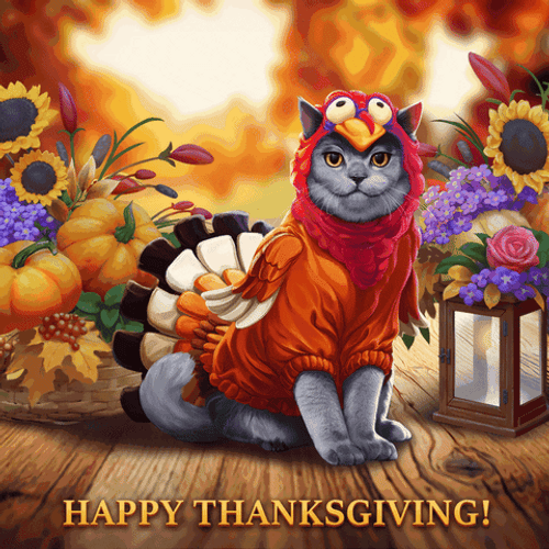 Turkey Car Costume Animated Happy Thanksgiving GIF