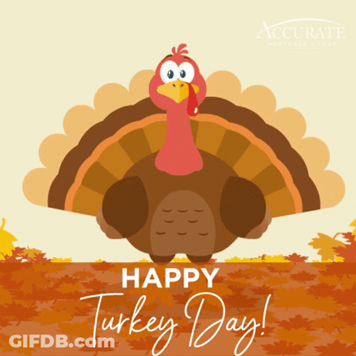 Turkey Day Animated Bird With Leaves Falling GIF