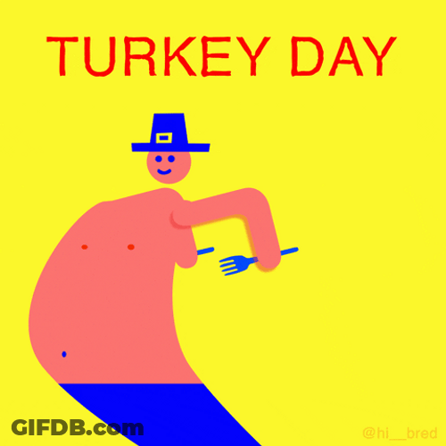 Turkey Day Animated Guy With Fork And Knife GIF