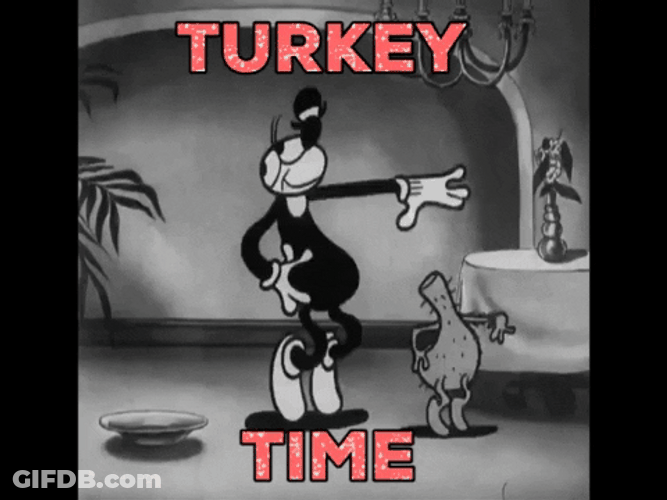 Turkey Day Dizzy Dishes Bimbo Dancing GIF