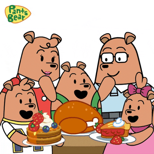 Turkey Day Pants Bear And His Family GIF