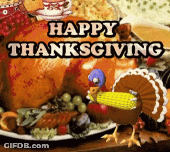 Turkey Eating Corn Animated Thanksgiving GIF