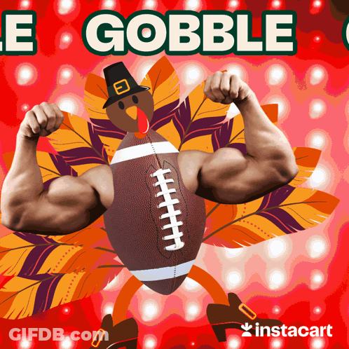 Turkey Holding Football Saying Gobble GIF