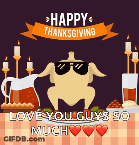 Turkey In Sunglasses Happy Thanksgiving Sign GIF
