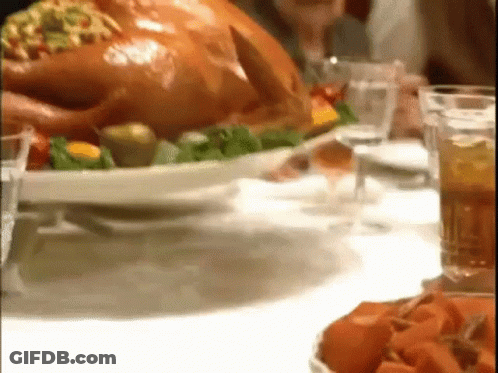 Turkey On A Plate With Other Food GIF