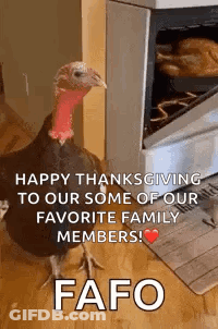 Turkey Saying Happy Thanksgiving To Our Favorite Fami GIF