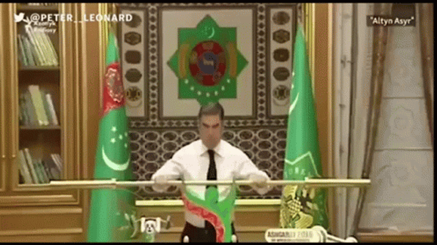 Turkmenistan President Gurbanguly Lifting Weight GIF