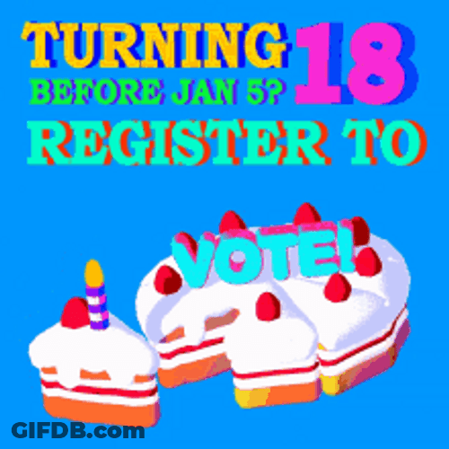 Turning 18 Register To Vote Cherry Birthday Cake GIF