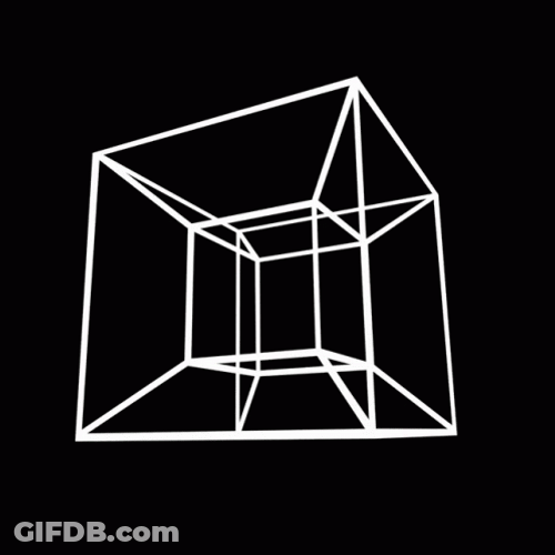 Turning Tesseract Black And White Graphics GIF