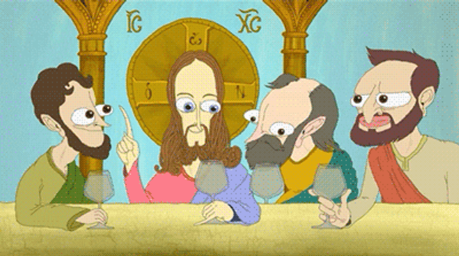 Turning Wine Animated Jesus GIF