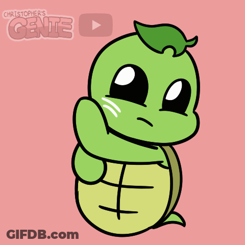 Turtle Cartoon With Words Christopher's Genie GIF