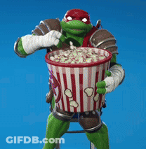 Turtle Holding Bucket Of Popcorn GIF