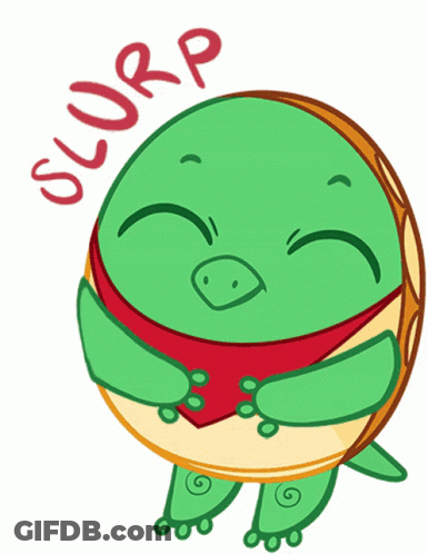 Turtle Holding Heart Saying Slurp GIF