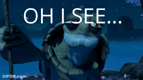 Turtle Holding Stick Saying Oh I See GIF