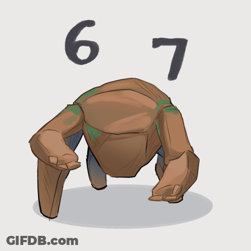 Turtle With Numbers 6 And 7 Behind It GIF