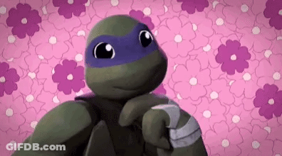 Turtle With Pink Flower Background GIF