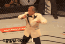 Tuxedo Man Singing Microphone Manguin Sign GIF