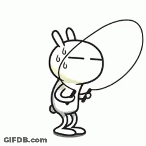 Tuzki Skipping Rope Sweating GIF