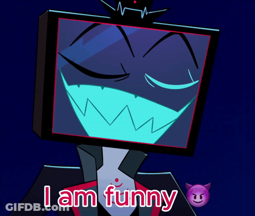 TV Head Cartoon Saying I Am Funny GIF