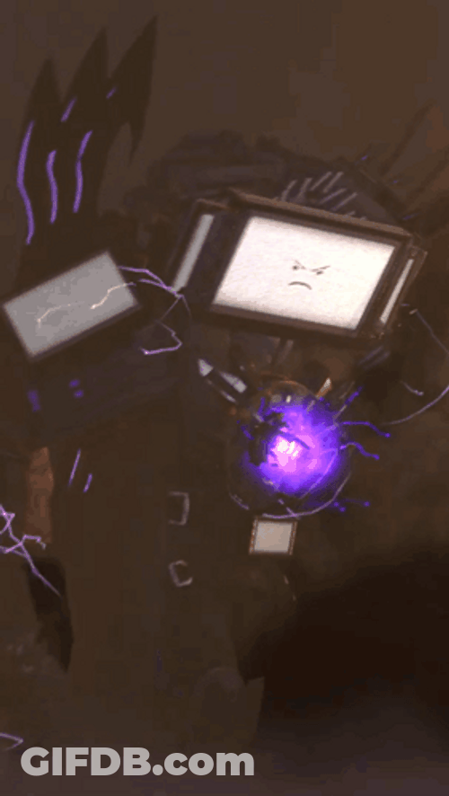 Tv Man Angry Face Purple Laser GIF