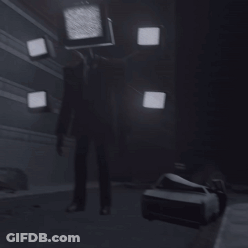 Tv Man Static Screen Bright Lights GIF