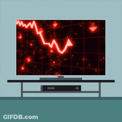 TV Screen With Graph And Red Line Going Down GIF