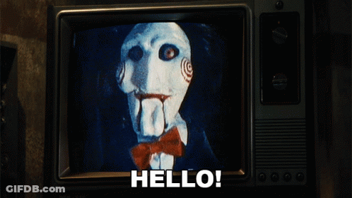 TV Screen With Puppet Saying Hello GIF