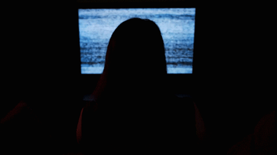 TV Static Dark Room Watching GIF