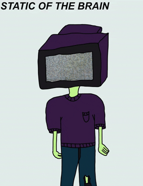 TV Static Head Cartoon GIF